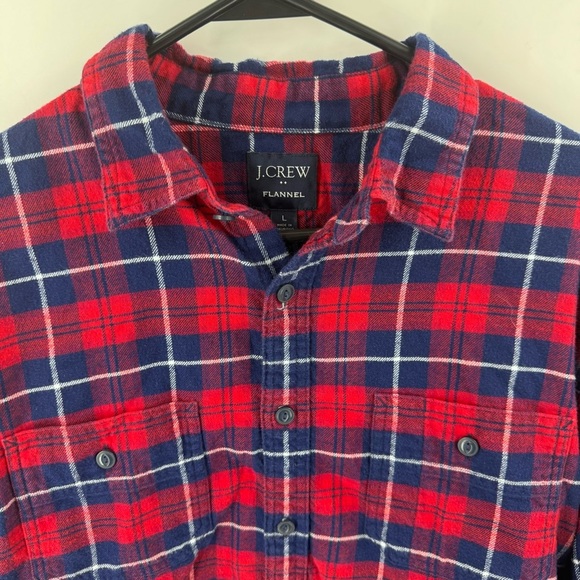J. Crew Flannel Red and Blue Casual Button Down Shirt - Picture 4 of 6